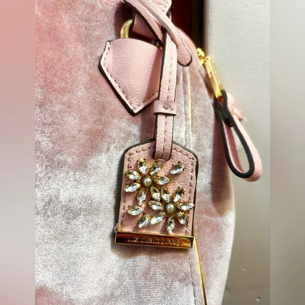 Liz Claiborne Pink Princess Studded Charm Tag Fluffy Purse